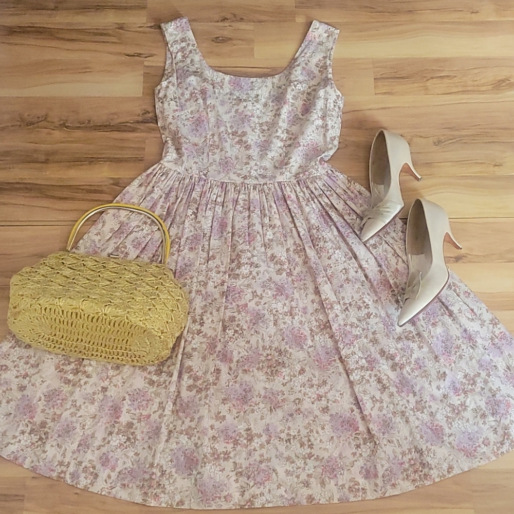 Vintage 50s Floral Day Dress Small
